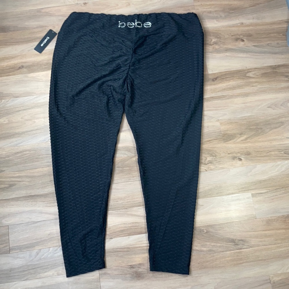 Bebe textured stretch pant black with embellished bling accents 3X juniors